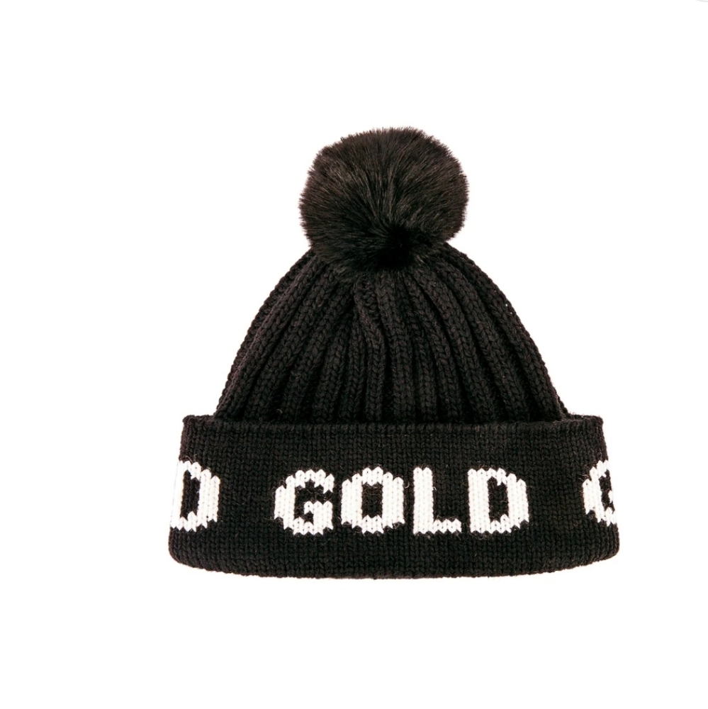 Goldbergh Hodd Faux Fur Beanie Black Cream White - Picture 3 of 12